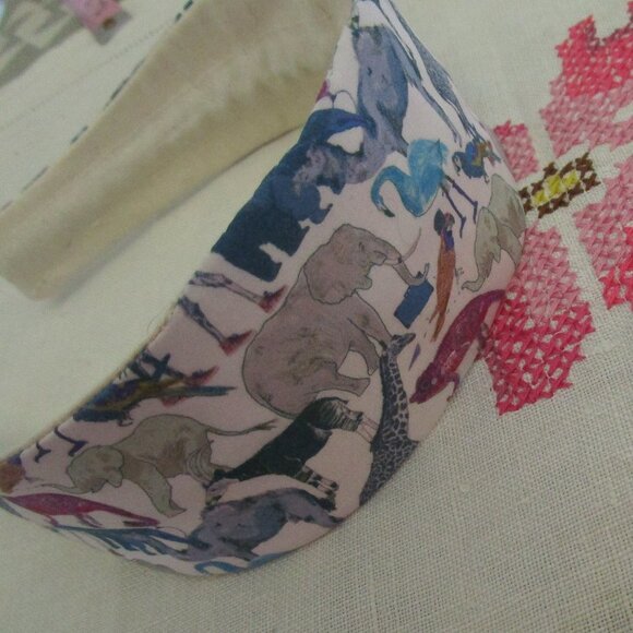 Liberty of London Art Fabric Headband Queue The Zoo Animals Blue Purple Colorful - Picture 6 of 15